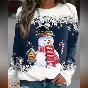 Snowman Print T-Shirt - Size Large